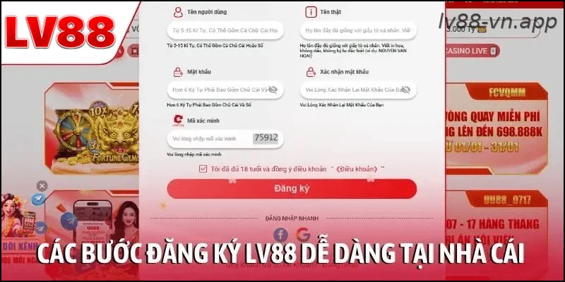 Các bước đăng ký LV88 dễ dàng tại nhà cái