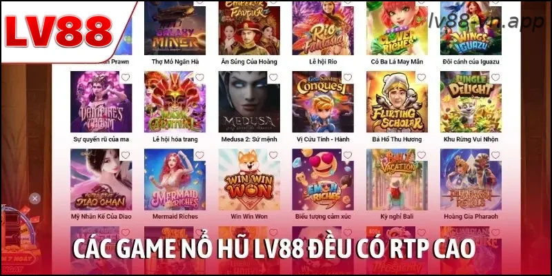 Các game nổ hũ LV88 có tỷ lệ hoàn trả và bảng thưởng rõ ràng