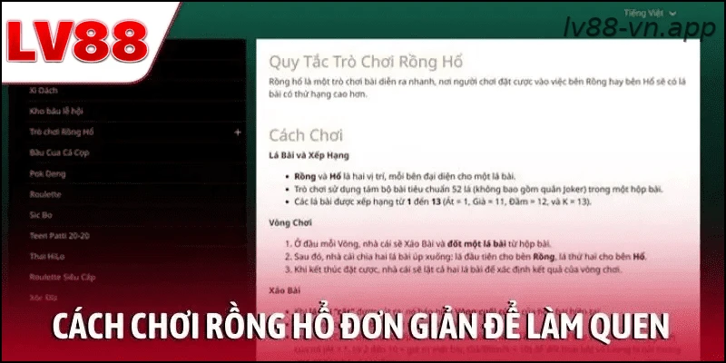 Cách chơi rồng hổ đơn giản để tân thủ làm quen