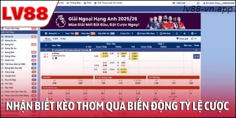 Nhận biết kèo thơm nhanh chóng qua biến động tỷ lệ cược