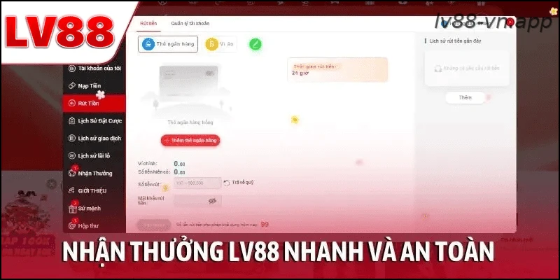 Nhận thưởng LV88 nhanh và an toàn