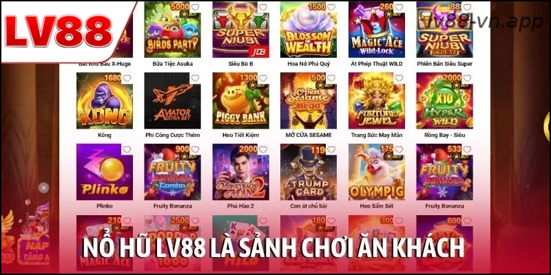 Nổ hũ LV88 là sảnh slot online được nhiều hội viên quan tâm