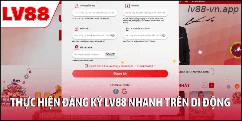 Thực hiện đăng ký LV88 nhanh trên di động